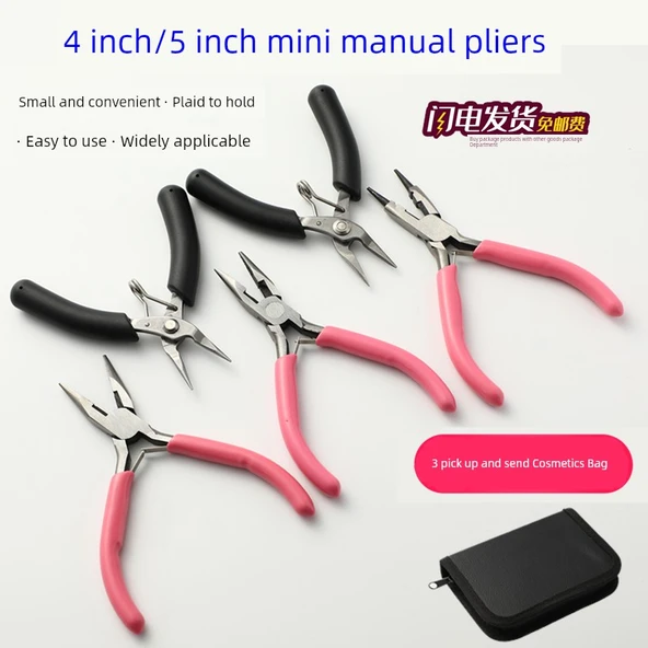 Mini Takı Pensesi Seti 4 inç Mini Eğik Burun Pense (Dişsiz) - 2