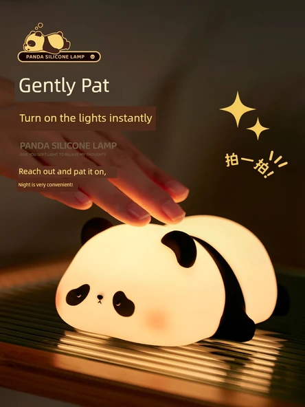 Bebek Odası Panda Gece Lambası - 2'li Paket Dokunmatik Panda ve Dikenli Panda - 4