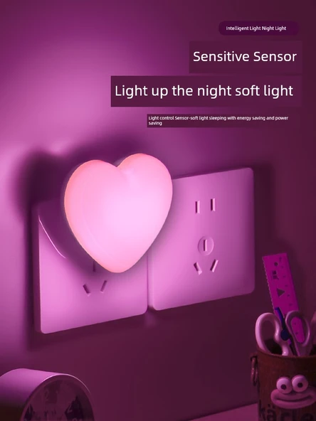 LED Kalp Gece Lambası - Sıcak Işık - 2'li Set - 3