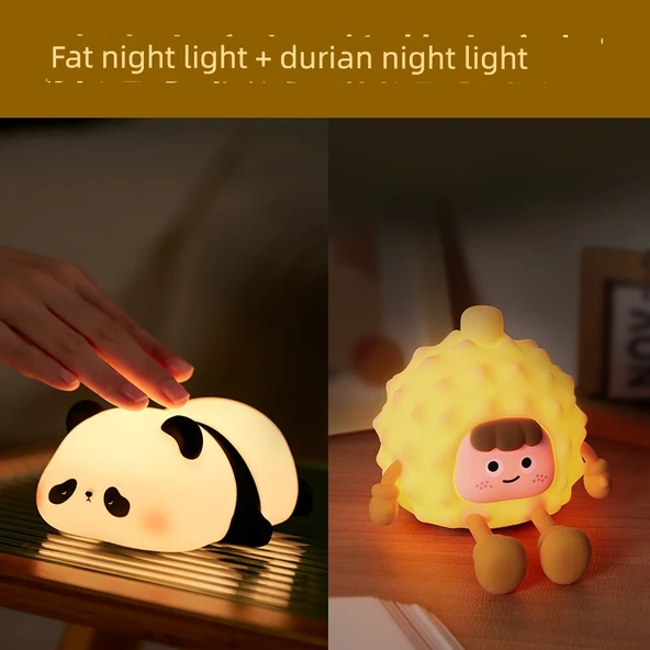 Bebek Odası Panda Gece Lambası - 2'li Paket Dokunmatik Panda ve Dikenli Panda