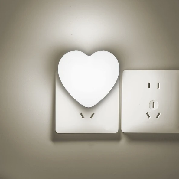 LED Kalp Gece Lambası - Beyaz Işık - 2'li Set