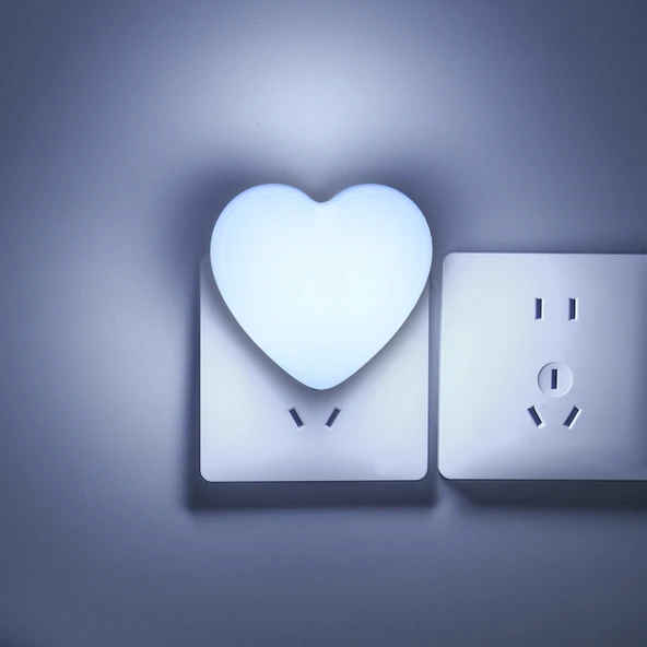 LED Kalp Gece Lambası - Mavi Işık - 2'li Set
