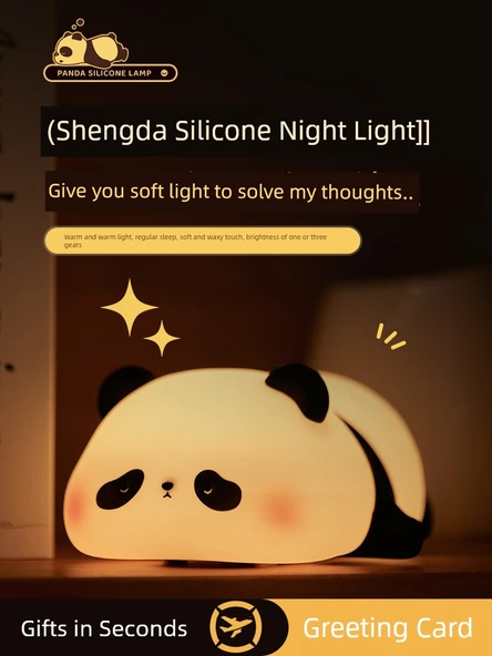 Bebek Odası Panda Gece Lambası - 2'li Paket Dokunmatik Panda ve Dikenli Panda - 2