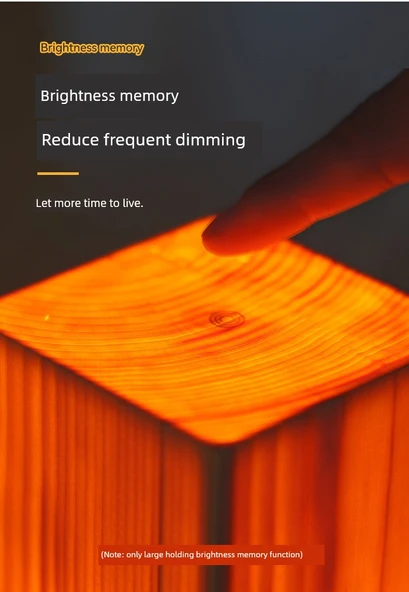 Ahşap Desenli LED Dokunmatik Şarjlı Gece Lambası - Kalın Kare - 10
