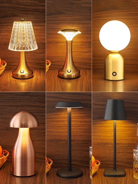 Şarj Edilebilir LED Bar Masa Lambası - Krom Küçük Şişe, 3 Renkli, Dokunmatik - 2