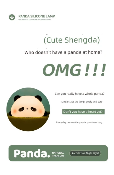 Bebek Odası Panda Gece Lambası - 2'li Paket Dokunmatik Panda ve Dikenli Panda - 10