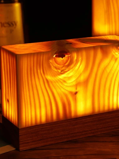 Ahşap Desenli LED Dokunmatik Şarjlı Gece Lambası - Kalın Kare - 3