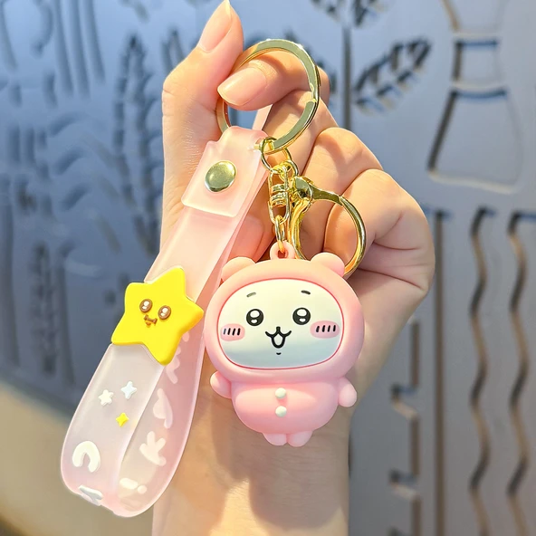 Chiikawa Giicawa Anahtarlık Bebek - Giika Wow Pijama - Pembe