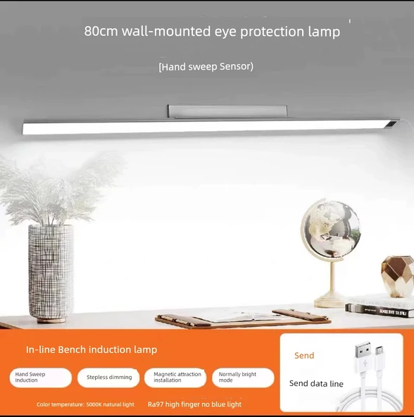 Duvara Monte LED Masa Lambası - 800mm, Üç Renk Sıcaklığı, Döner Tabanlı, Göz Koruma