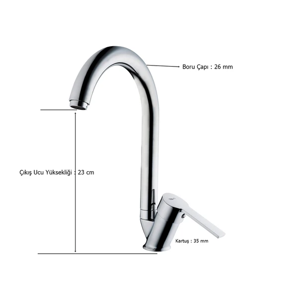 Tema Flora Kuğu Evye Mutfak Bataryası Musluk Krom TSE li - 2