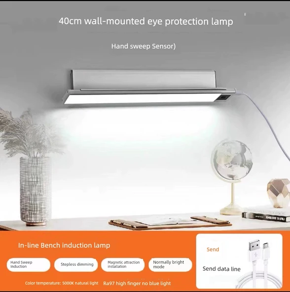 Duvara Monte LED Masa Lambası - 400mm, Üç Renk Sıcaklığı, Döner Tabanlı, Göz Koruma
