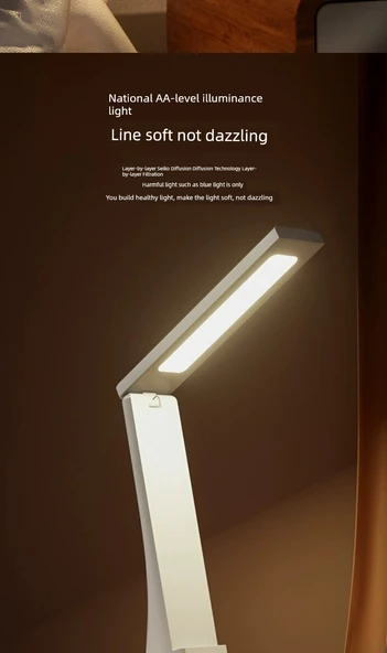 LED Göz Koruma Masa Lambası - Siyah, Üç Renk Kademeli, Çift Girişli, 6000mm - 9