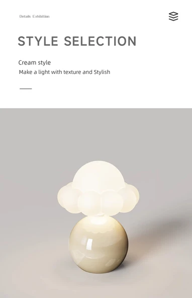 Mantar Masa Lambası - Bej Küçük Mantar - 16cm - Üç Renk Kısılabilir - Resim 8