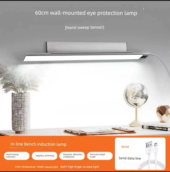 Duvara Monte LED Masa Lambası - 600mm, Üç Renk Sıcaklığı, Döner Tabanlı, Göz Koruma