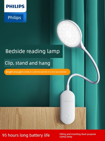 Philips Göz Koruma LED Masa Lambası - Klipsli - Dokunmatik Anahtar - Sabit Parlaklık - Beyaz - 2