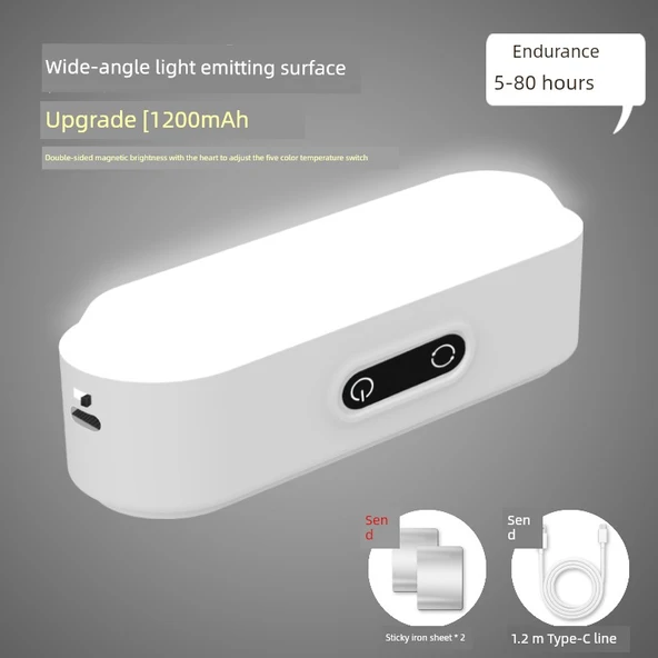 Manyetik LED Masa Lambası - Dokunmatik Anahtar - 1200mA - 5-80 Saat
