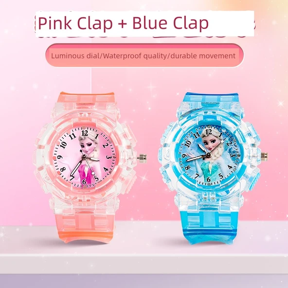 Çocuk Aisha Elsa Saat - Pembe El Kaldıran + Mavi El Kaldıran