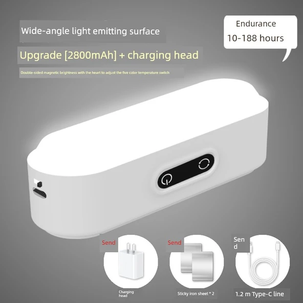 Manyetik LED Masa Lambası - Dokunmatik Anahtar - 2800mA - 10-180 Saat - Fişli