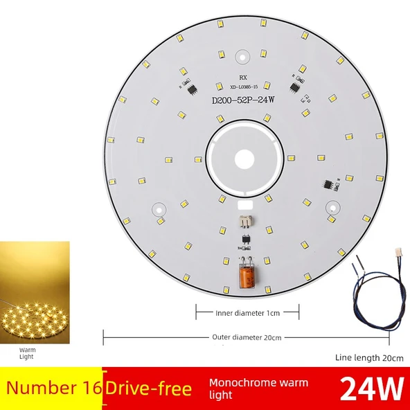 Sürücüsüz 24W 20cm LED Lamba Kartı - Sıcak Işık