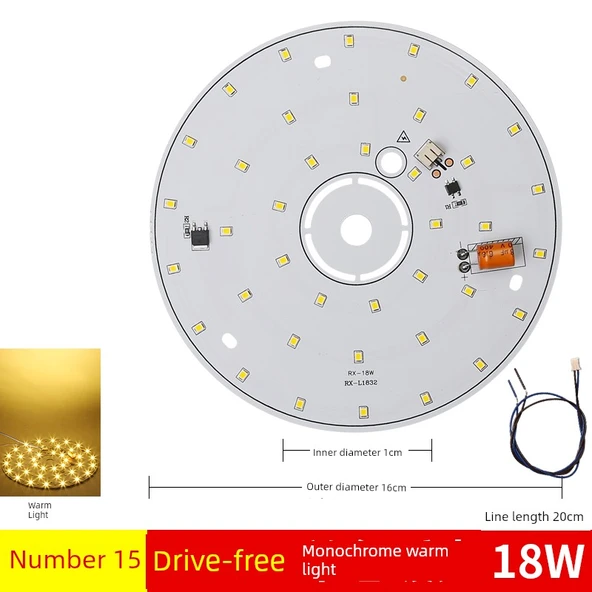 Sürücüsüz 18W 16cm LED Lamba Kartı - Sıcak Işık
