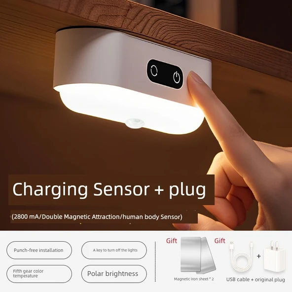 Şarj Edilebilir LED Masa Lambası Başucu Gece Lambası - 2800mA Sensörlü + Şarj Başlığı