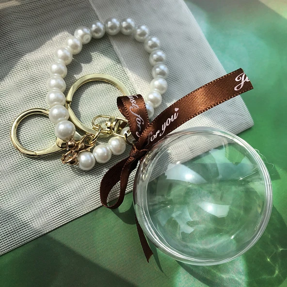 DIY Sonsuz Çiçek Topu Araba Süsü Malzeme Paketi - 6cm Top, 8cm Imitasyon İnci