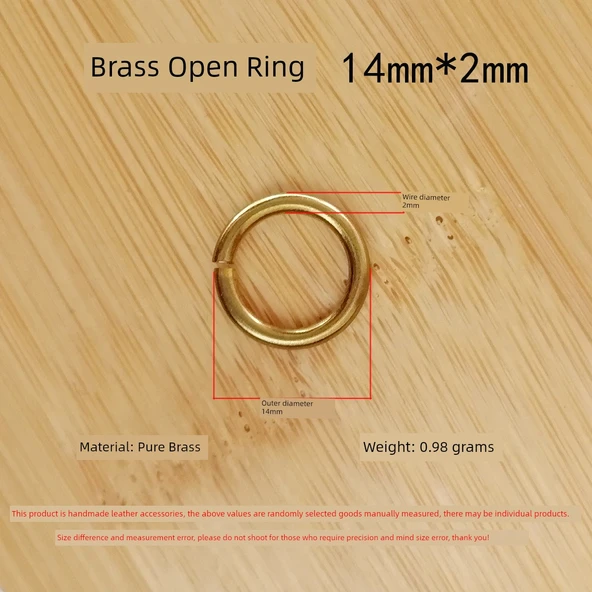 El Yapımı Pirinç Açık Halka - 14mm Dış Çap, 2mm Kalınlık
