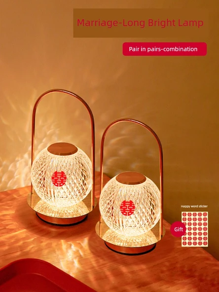 Çift LED Gece Lambası - Dokunmatik, Üç Renkli, Şarjlı