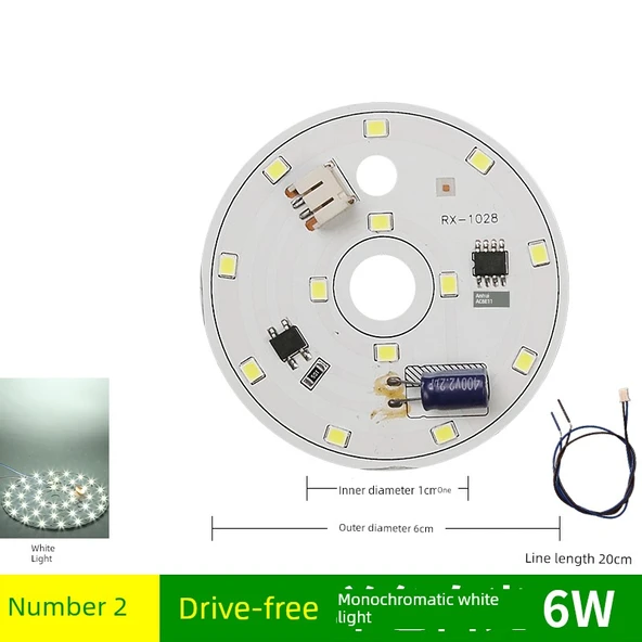 Sürücüsüz 6W 6cm LED Lamba Kartı - Beyaz Işık
