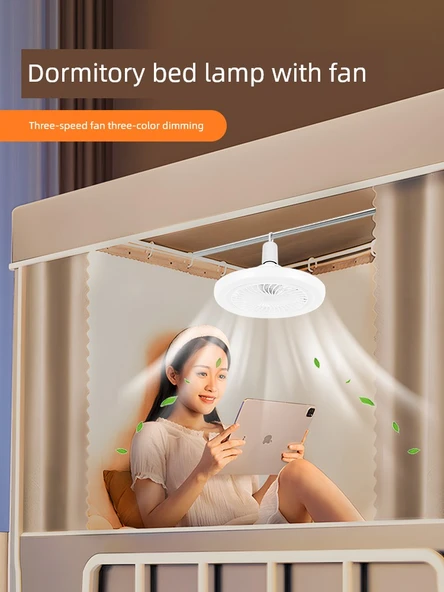 Asılı Vantilatör Lamba - Yurt Tipi - Üç Renk Kısma - 1.8m Anahtar Kablolu - 2