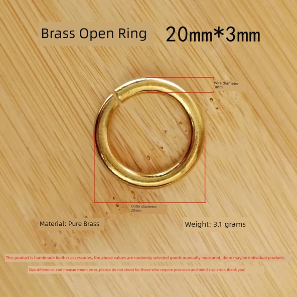 El Yapımı Pirinç Açık Halka - 20mm Dış Çap, 3mm Kalınlık