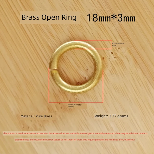 El Yapımı Pirinç Açık Halka - 18mm Dış Çap, 3mm Kalınlık