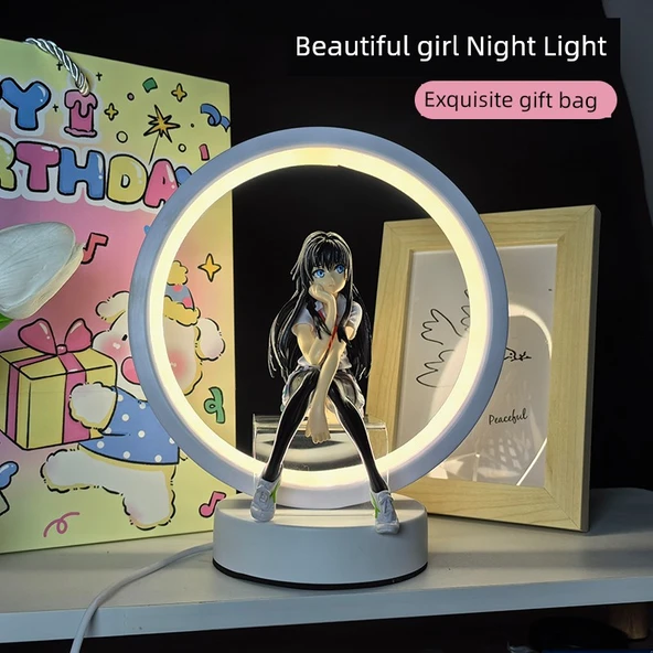 Hatsune Miku Yuvarlak Gece Lambası - Karlı Model - Sarı Işık