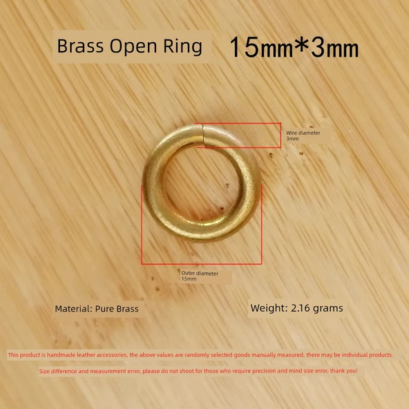 El Yapımı Pirinç Açık Halka - 15mm Dış Çap, 3mm Kalınlık