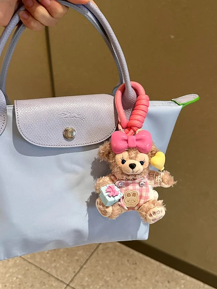 Sevimli Ayıcık Desenli Çanta Kolye Bebek Anahtarlık - Tatlı Yüz Gül + [Sevgili Seti + Sarı Balon + Kordon]