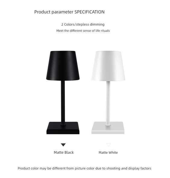 Minimalist LED Masa Lambası - Dokunmatik - Beyaz - USB Şarjlı - 9