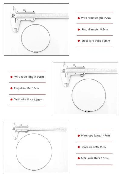 304 Paslanmaz Çelik Halat Anahtarlık - 5cm Çap [5 Adet] (2.0mm 15cm) - Resim 12