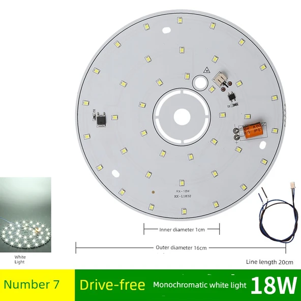 Sürücüsüz 18W 16cm LED Lamba Kartı - Beyaz Işık