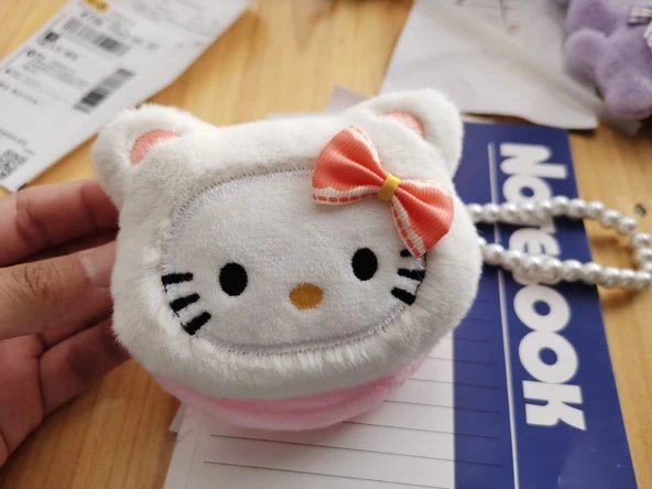 Japon Sevimli Peluş Çizgi Film Bozuk Para Cüzdanı - Şapkalı Fiyonklu Kedi
