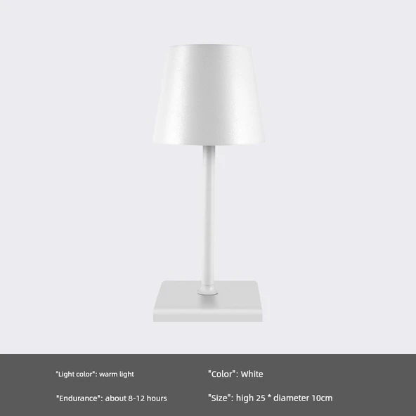 Minimalist LED Masa Lambası - Dokunmatik - Beyaz - USB Şarjlı
