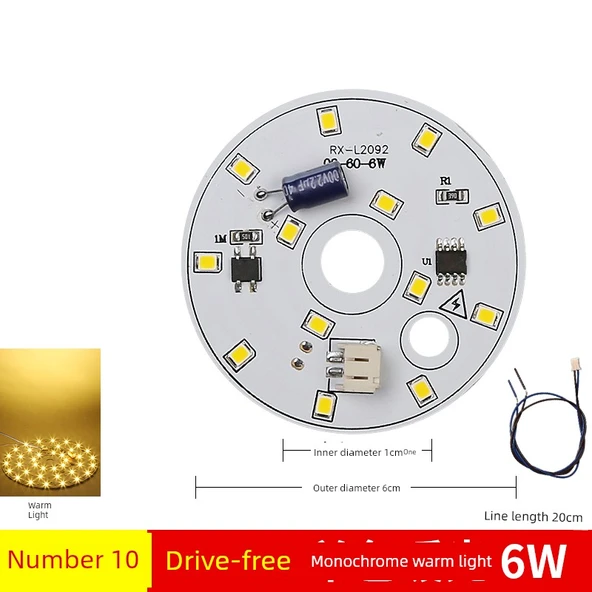 Sürücüsüz 6W 6cm LED Lamba Kartı - Sıcak Işık