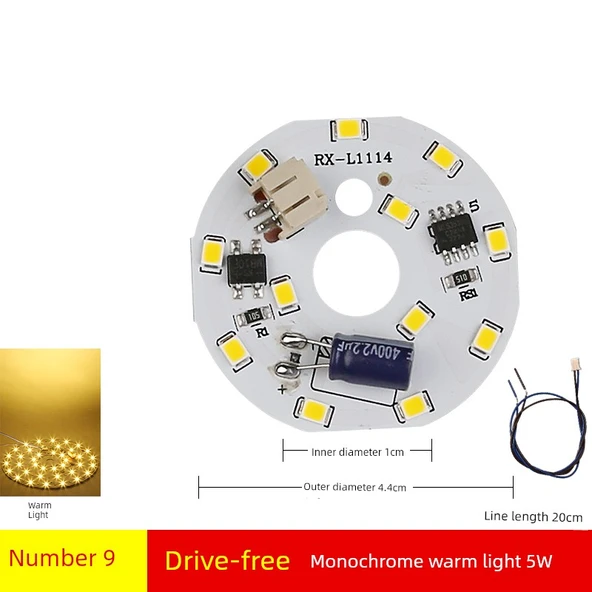 Sürücüsüz 5W 4.4cm LED Lamba Kartı - Sıcak Işık