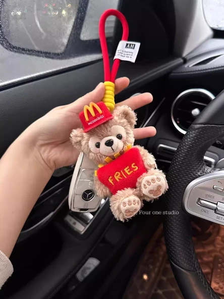 Sevimli Ayıcık Desenli Çanta Kolye Bebek Anahtarlık - Tatlı Yüz Feifei + [McDonald's Seti + Şapka + Kordon]