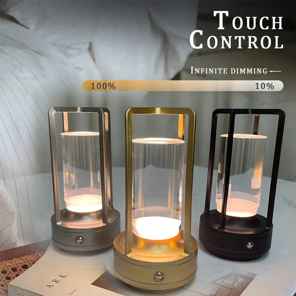 LED Dokunmatik Masa Lambası - USB Şarjlı Başucu Lambası - Şarjlı