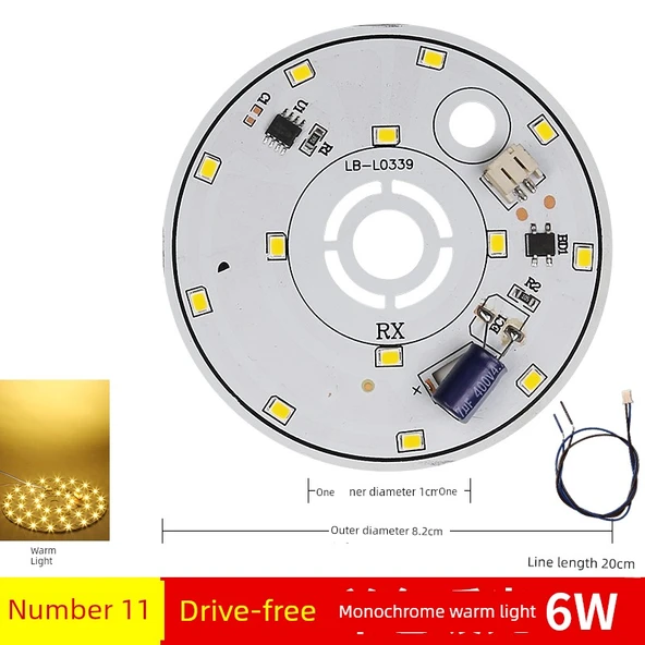 Sürücüsüz 6W 8.2cm LED Lamba Kartı - Sıcak Işık
