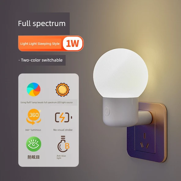Enerji Tasarruflu LED Gece Lambası - Klasik 1W - Parlak Tam Spektrum Göz Koruma - Sıcak Beyaz Çift Renk