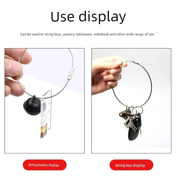 304 Paslanmaz Çelik Halat Anahtarlık - 10cm Çap [5 Adet] (2.0mm Genişleme 30cm) - Resim 3