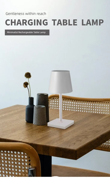 Minimalist LED Masa Lambası - Dokunmatik - Beyaz - USB Şarjlı - 7