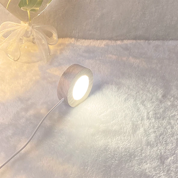 Yuvarlak Buzlu LED Gece Lambası - 6cm Beyaz Işık Fişli