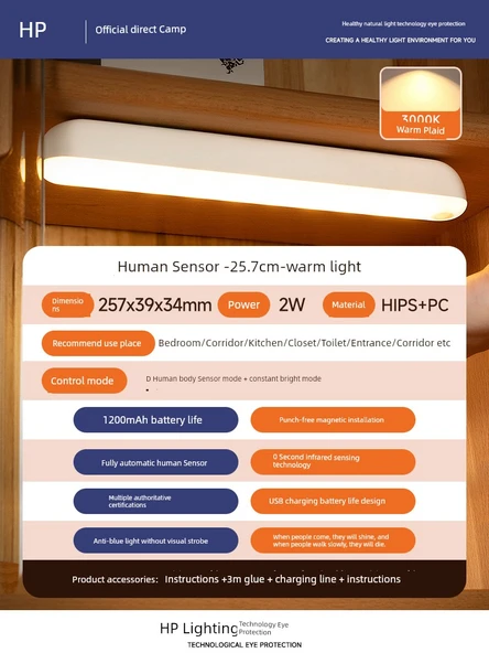 İnsan Algılamalı Sıcak Işıklı Gece Lambası - 25.7cm